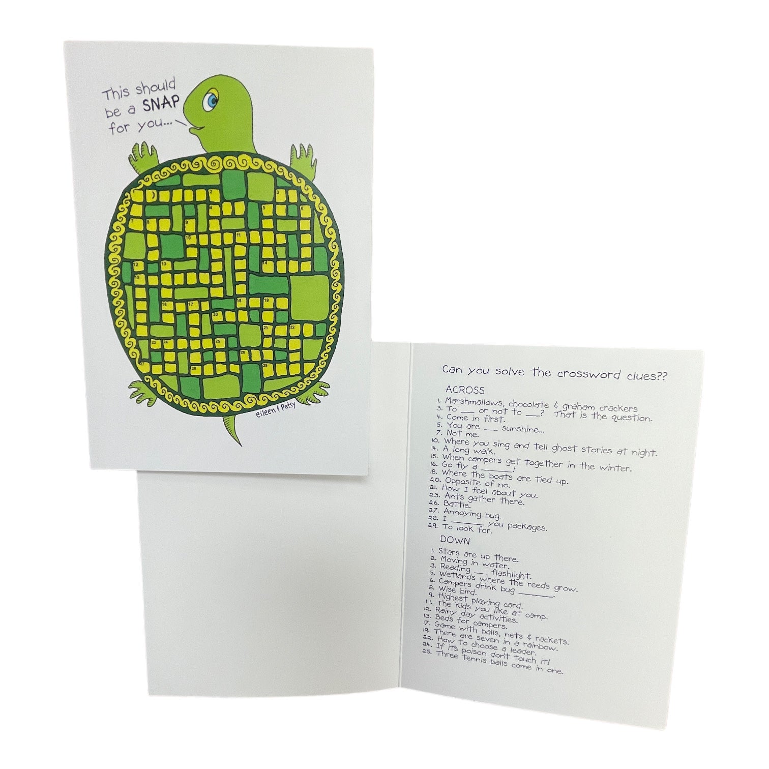 Turtle Crossword Card Bee Bee Designs