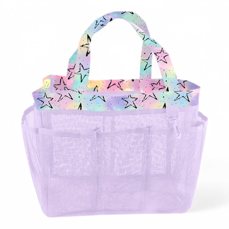 Pastel Splatter Stars Mesh Shower Caddy