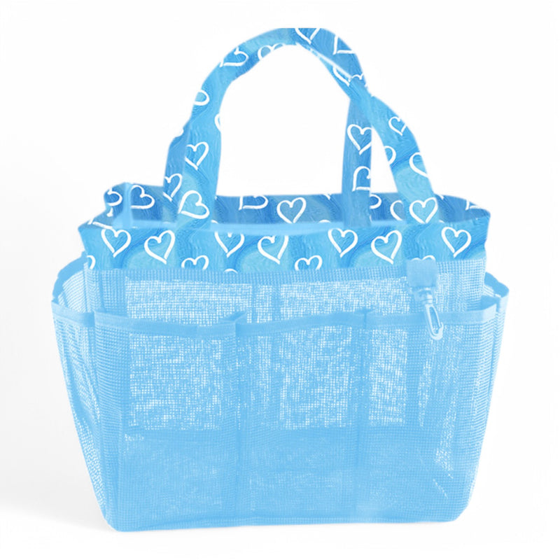 Blue Painted Hearts Mesh Shower Caddy