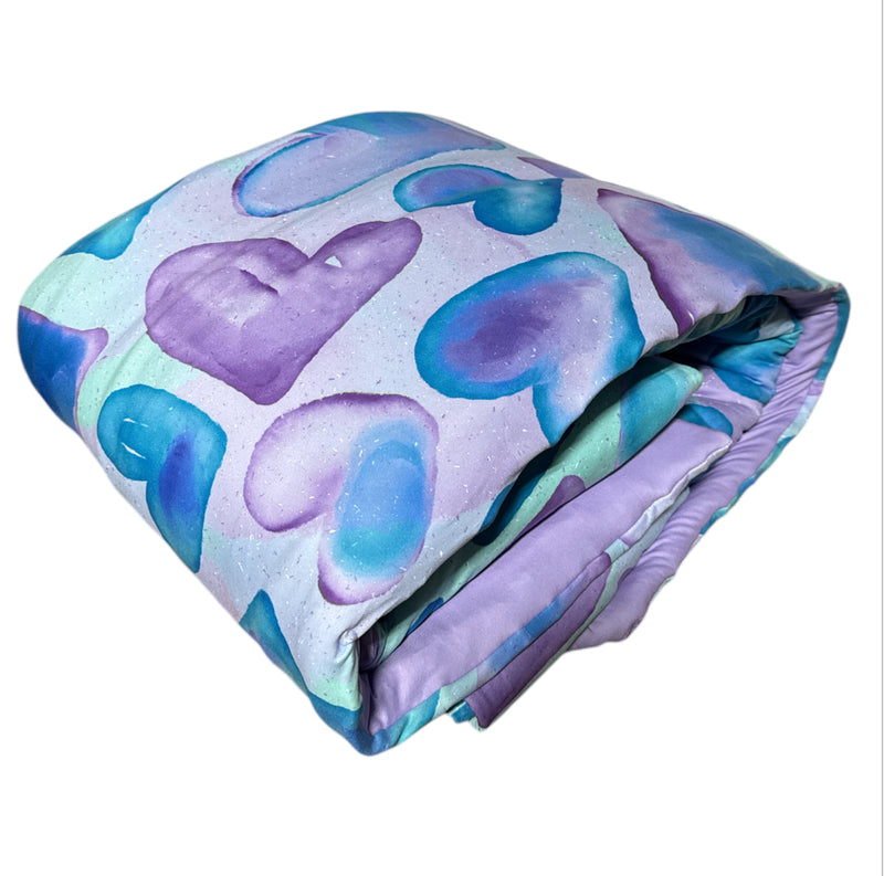 Watercolor Hearts Reversible Comforter