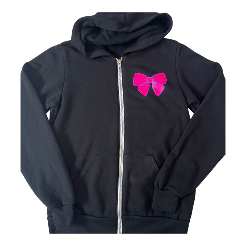 Repeating Camp Puffy Bow Zip Up Hoodie