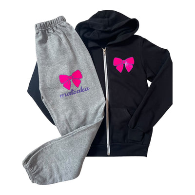 Repeating Camp Puffy Bow Zip Up Hoodie