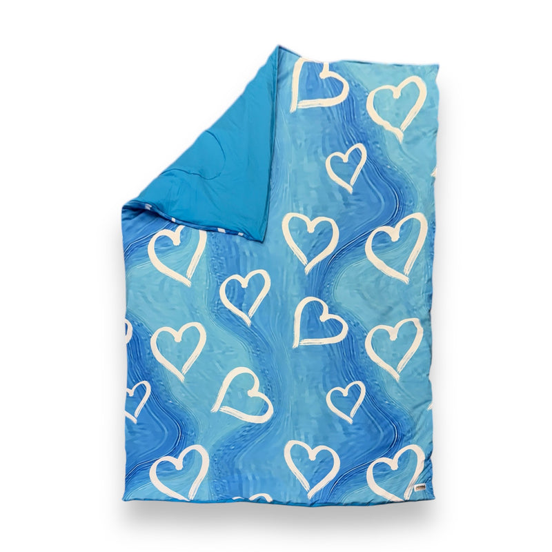 Light Blue Painted Hearts Reversible Comforter