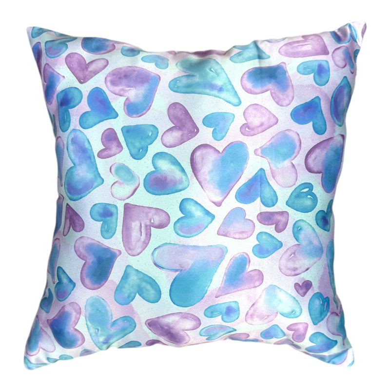 Watercolor Hearts Autograph Pillow