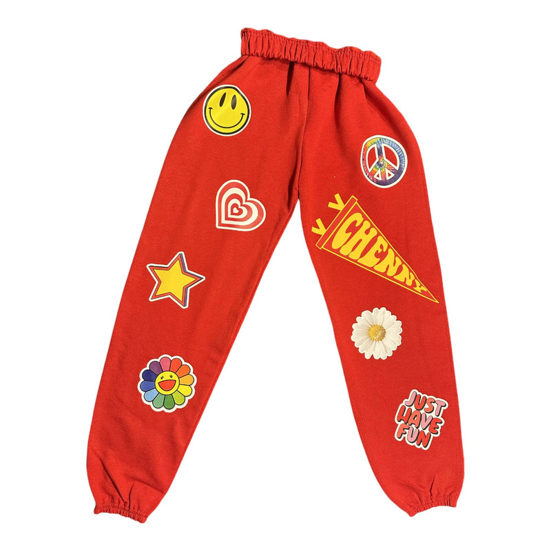 Classic Pennant Collage Sweatpants with 7 Patches