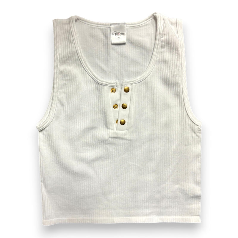 White Seamless Waffle Gold Snap Shirt