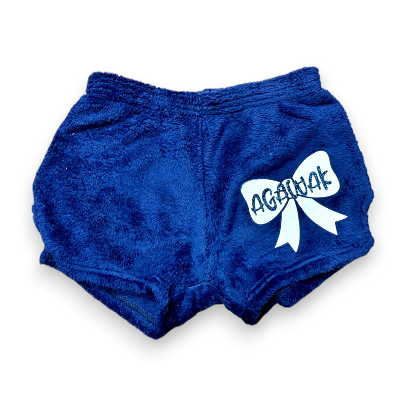 Glitter Bow Camp Name Fuzzy Shorts