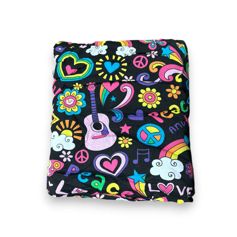 Peace and Love Black Comforter