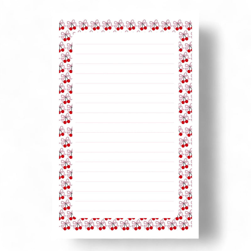 Cherry Bows Lined Notepad