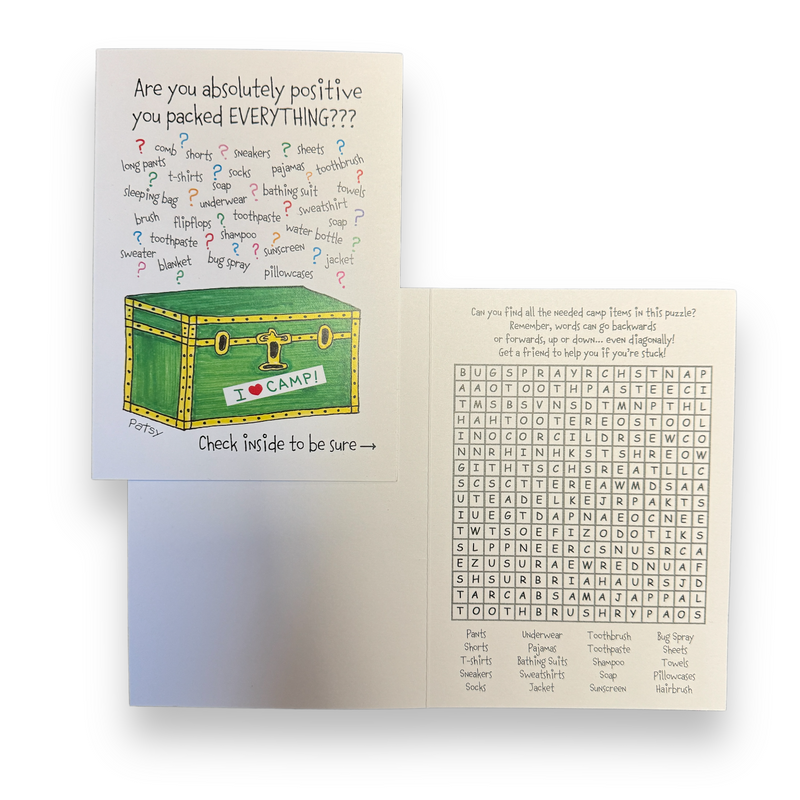 Trunk Word Search Camp Card