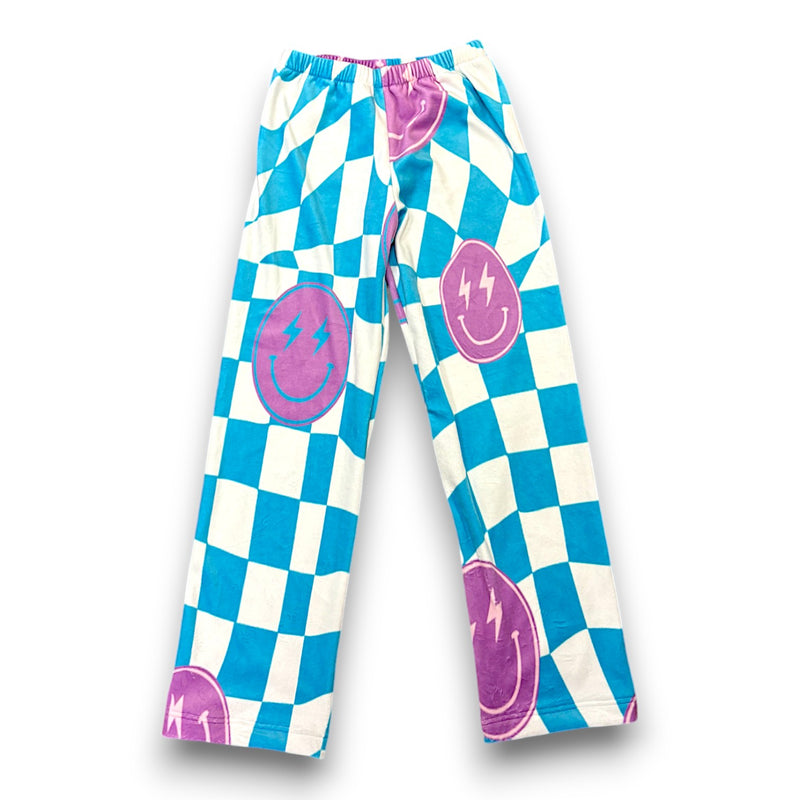 Checkered Smiley Fuzzy Pants