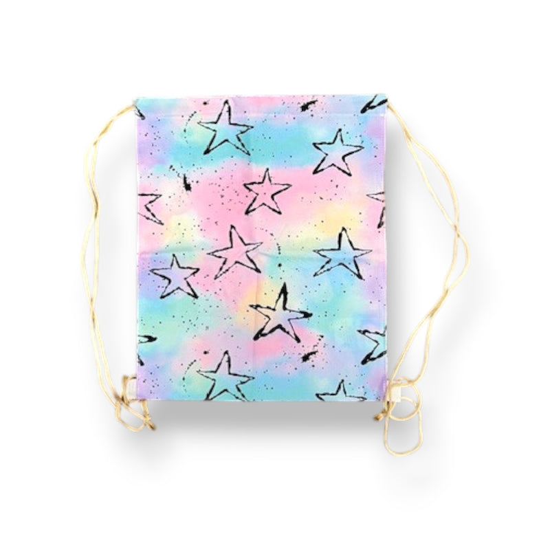 Pastel Splatter Stars Drawstring Bag